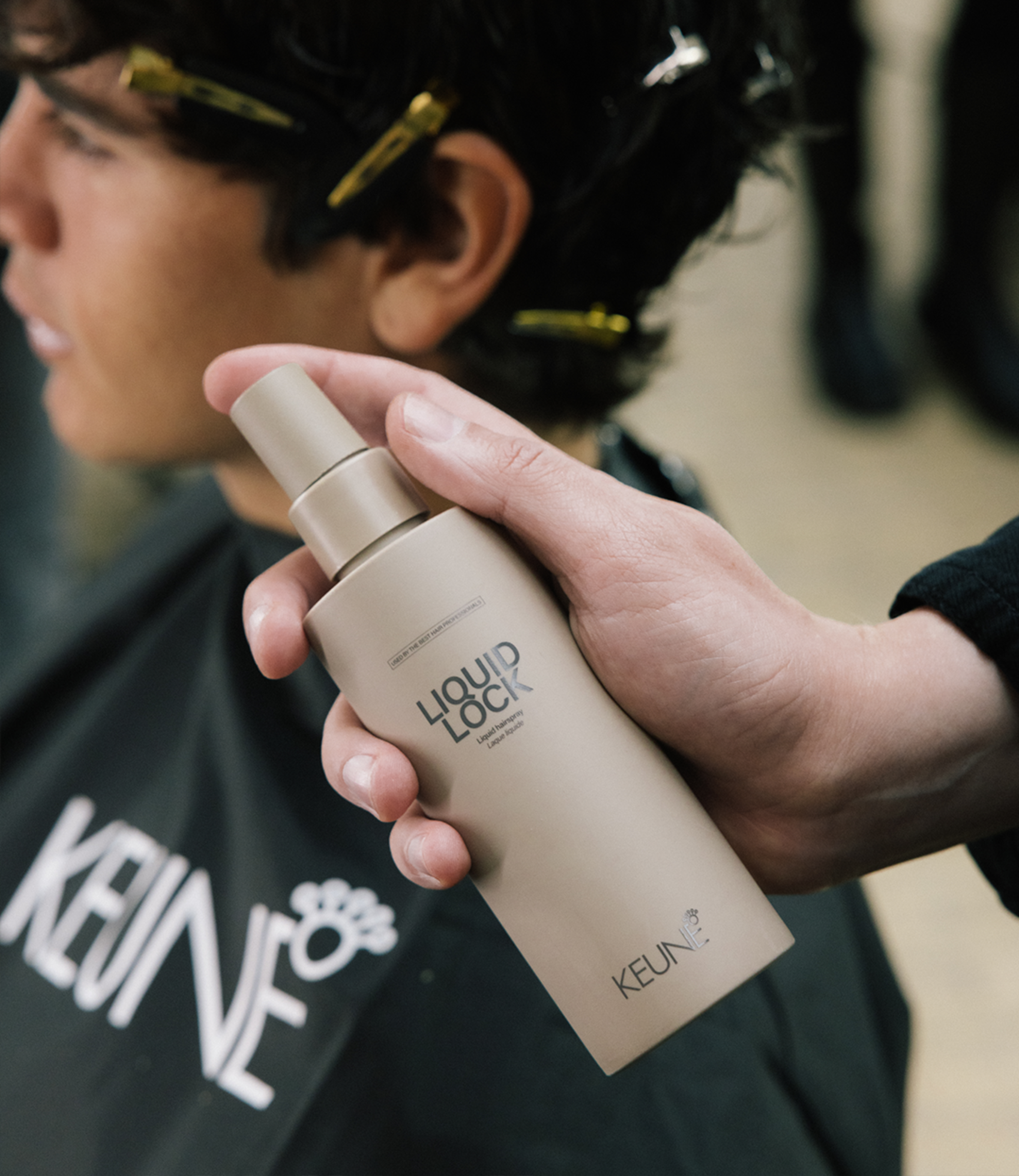 Achieve flawless hair style with Keune Liquid Lock Hair Spray – perfect for long-lasting, textured looks.